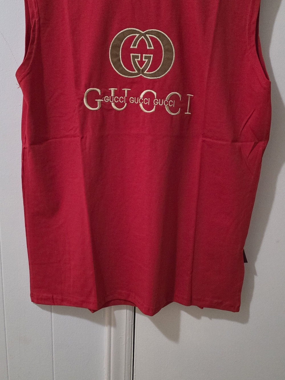 Gucci Red Logo Sleeveless Top